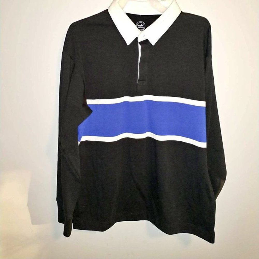 WONDER NATION boys long sleeve collared shirt black stripes L 10-12 k-293